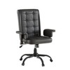 VECELO Ergonomic Leather Office Chair, Adjustable Swivel Desk Chair with Armrests & Lumbar Support, Black/Brown - 2 of 4