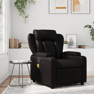 vidaXL Black Faux Leather Massage Recliner Chair - Manual Reclining Armchair For Elderly With Vibration, Cup Holders, Storage - 1 of 4