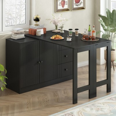 Convertible Sideboard to Dining Table with Pull-Out Top for Multi-Purpose Use - Perfect for Home Office, Entryway, Living Room