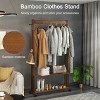 Artloge Heavy Duty Movable Retro Garment Rack Wooden Hall Tree Hat Coat Stand Open Wardrobe Adjustable Shoe Shelf with Lockable Wheels for Home Shop - 4 of 4