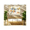 Cottage Garden West of The Wind CHITTER Chatter Blue, Orange, Tan 40 x 30 Inch Waterproof Gallery Wrapped Canvas, Outdoor Garden, Yard, Patio All - 2 of 2