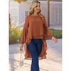 Seta T Women's Lantern Long Sleeve Round Neck High Low Irregular Hem Casual Blouse - 4 of 4