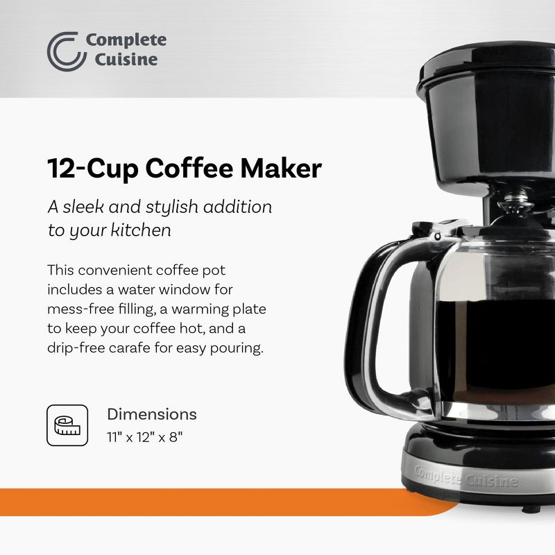 Complete Cuisine CC-1203-12C 12-Cup Stainless-Steel Coffee Maker, 2 of 7