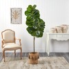 Nearly Natural 5.5-ft Fiddle Leaf Fig Artificial Tree in Handmade Natural Jute Planter with Tassels - 3 of 4