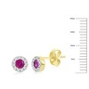 Classic Gold 14K Yellow Gold, 3mm Round Ruby (0.32ct) & Diamond Studs - (22 Stones) - Red - 2 of 3