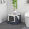 PawHut Cat Litter Box with Lid, Covered Large Cat Litter Box with Scoop, Front Entry, and Top Exit for Large Adult Cats, White - 2 of 4