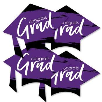 Big Dot of Happiness Purple Graduation - Grad Cap Decorations DIY Party Essentials - Set of 20