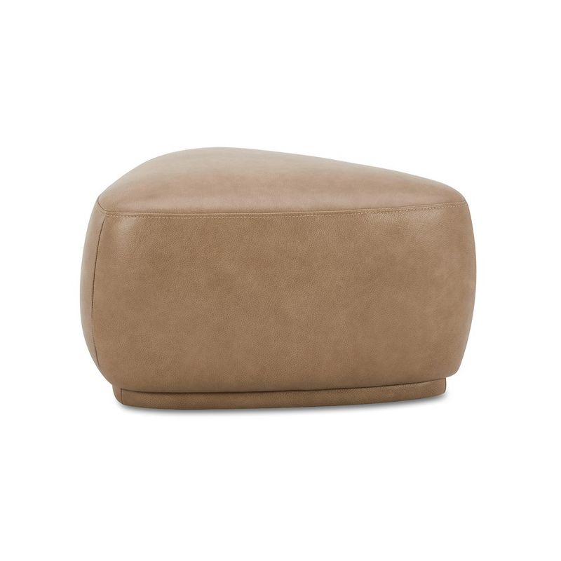 Pebble 26" Rounded Triangle Cocktail Ottoman, Tuscan Tan Brown Top Grain Leather, 2 of 7