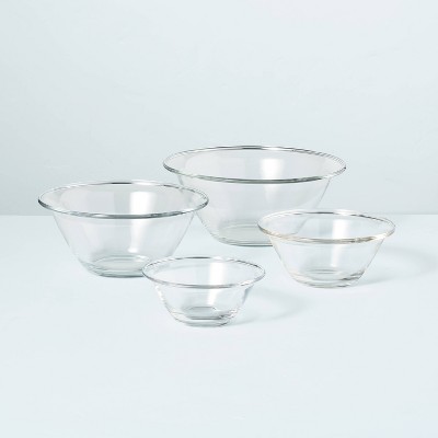 4pc Glass Mixing Bowl Set Clear - Hearth & Hand™ With Magnolia