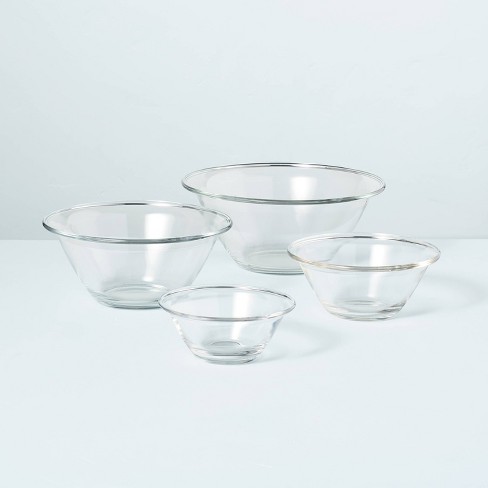4pc Glass Mixing Bowl Set Clear - Hearth & Hand™ With Magnolia : Target