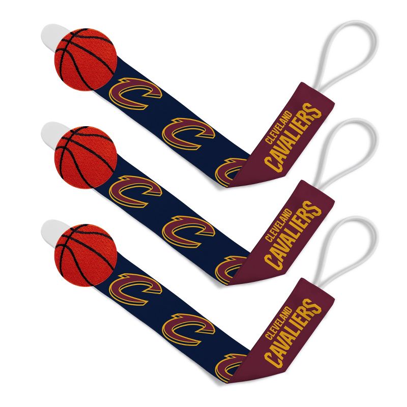 BabyFanatic Officially Licensed Unisex Baby Pacifier Clip 3-Pack NBA Cleveland Cavaliers, 1 of 4