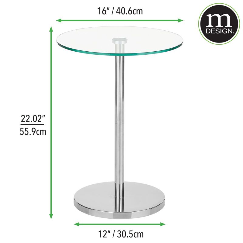 mDesign Metal/Glass Top Round Accent Side/End Drink Table Furniture, 3 of 8
