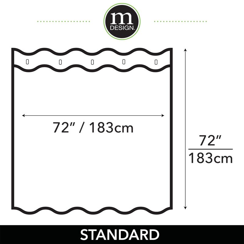 mDesign Fabric Herringbone Chevron Print Shower Curtain, 72" x 72", Black/White, 3 of 7