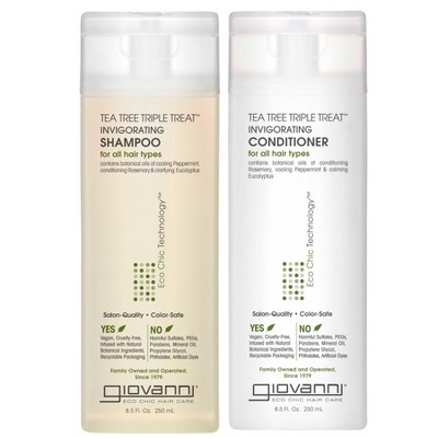 Giovanni TEA TREE TRIPLE TREAT Invigorating Shampoo + Conditioner (8.5 oz) for All Hair Types