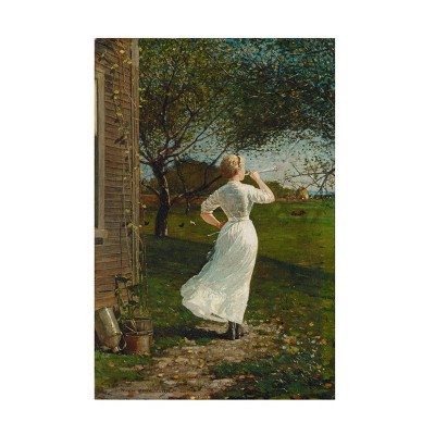 12" x 19" Winslow Homer 'The Dinner Horn' Blowing the Horn Seaside Unframed Wall Canvas - Trademark Fine Art