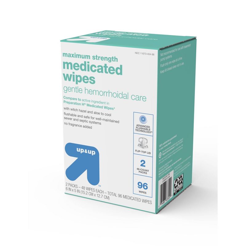Medicated Hemorrhoid Fragrance free Wipes - 96ct - up &#38; up&#8482;, 4 of 9