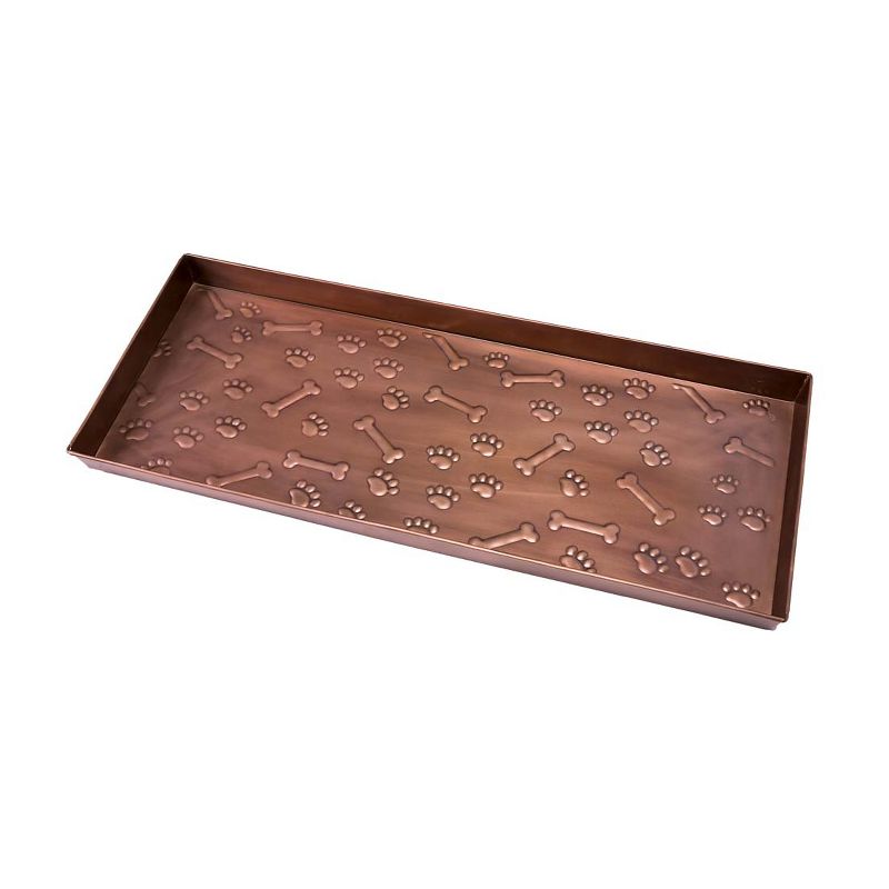 Plow & Hearth - Embossed Metal Boot Tray with Dog Paws and Bones Design, 1 of 3