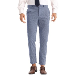 Lars Amadeus Men's Dots Pattern Slim Fit Flat Front Pants - 1 of 4