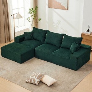 Modular L-Shaped Cloud Sofa – 110" Convertible Chenille Sectional w/Ottomans, Washable & No Assembly - 1 of 4