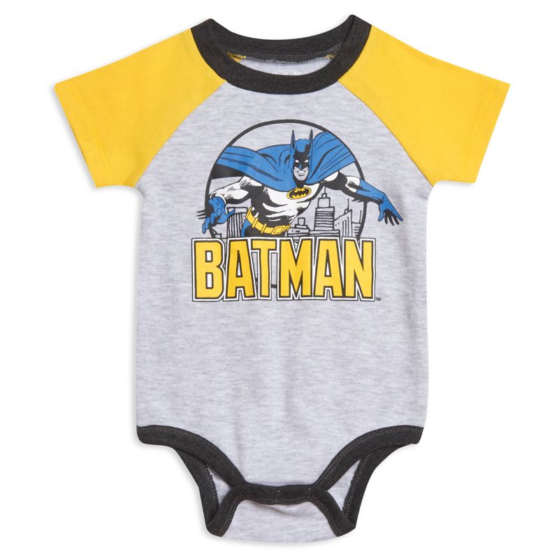 DC Comics Justice League Batman Baby Bodysuit Pullover T-Shirt and Pants 4 Piece Layette Set Newborn to Infant , 5 of 10