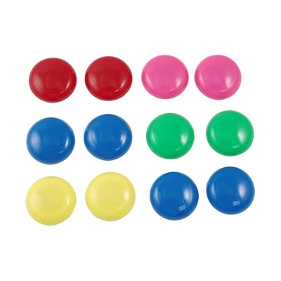 Unique Bargains Whiteboard Assorted Colors Round Plastic Cover Magnetic Stickers 12 Pcs