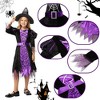 Whizmax Girl Witch Costume Halloween Fancy Witch Dress -Classic Costume for Party Dress-Up, Purple+Black - 2 of 4