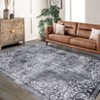 Washable Area Rugs Floral Print Farmhouse Rugs Boho Vintage Non-Slip Indoor Area Rug for Bedroom Living Room - 2 of 4