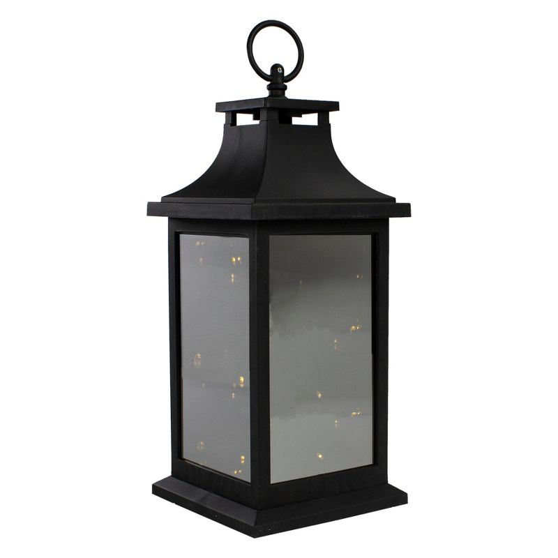 Northlight 12" Black LED Lighted Battery Operated Lantern with Flickering Light, 1 of 4