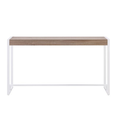 Mocha Gray & Fresh White Industrial Console Table with Storage