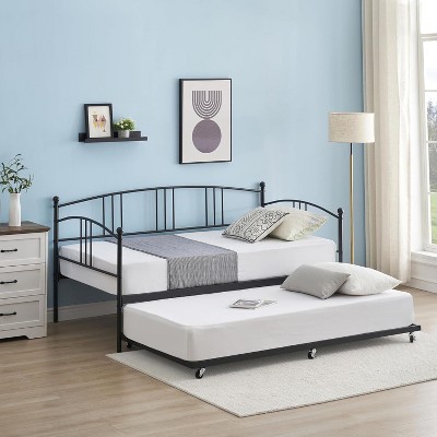 Twin Metal Daybed with Trundle, No Box Spring Needed