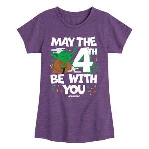 Girls' - Star Wars - Yoda May The 4Th Fitted Short Sleeve Graphic T-Shirt - 1 of 4