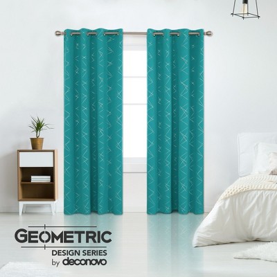 Deconovo Geometric Print Light Filtering Curtain Panels (2 Panel, 52")