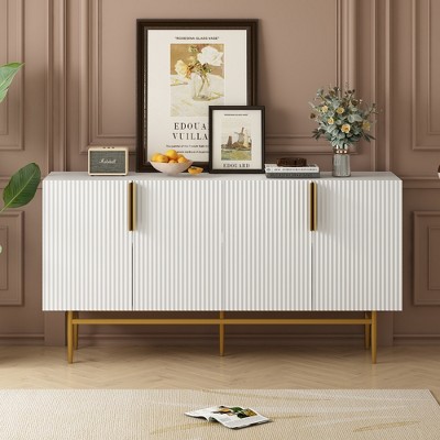 Whisen Modern Elegant 4-door Sideboard with Gold Metal Handle for Living Room, Entryway, Dining Room