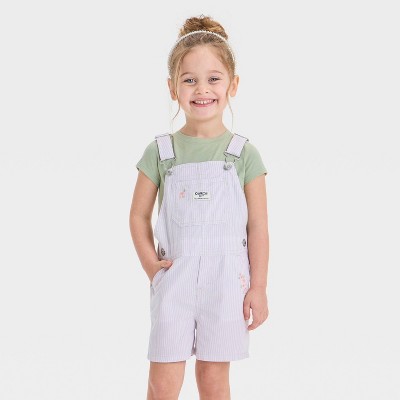 OshKosh B'gosh Toddler Girls' Railroad Striped Shortalls - Lilac Purple