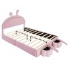 NicBex Full Size Upholstered Bed Frame with Rabbit-Shaped Headboard for Kids,Velvet Platform Bed Frame with 2 Storage Stools,Easy Assembly,Pink - 4 of 4