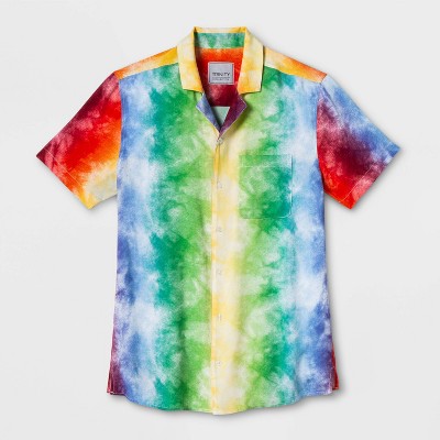 Pride Gender Inclusive Adult Tie-Dye Rainbow Button-Down Camp