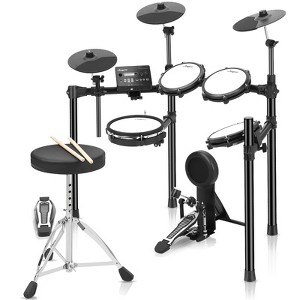 Electric Drum Set with 5 Quiet Mesh Pads,Electric Drum Kit for Beginner with 390 Authentic Sounds, 30 Drum Kits, 2 PedalsRecordings - 1 of 4