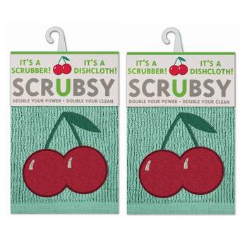 2pk Scrubsy Dish Cloths Cherries Print - MU Kitchen