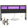 Aheaplus Headboard with Storage shelves and Charging Station, Wood Headboard with LED Light - 4 of 4
