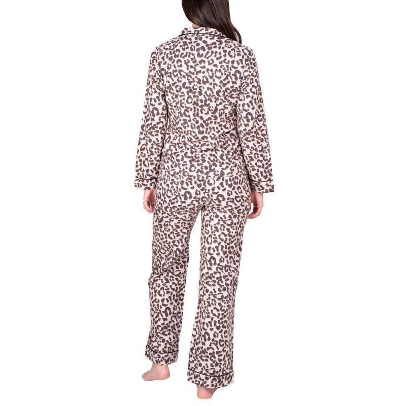 Blis Women's Long Sleeve Flannel Notch Pajama Set, 3 of 5