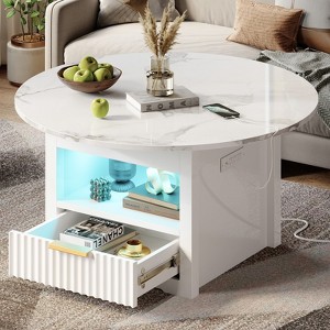 Bestier 31.5 Inch LED Round Coffee Table with Storage - 1 of 4