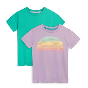 Mightly Toddler Fair Trade Organic Cotton Girls Graphic Short Sleeve T-Shirt 2-pack - 1 of 3