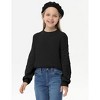 Girls Crewneck Knit Pullover Sweaters Long Lantern Sleeve Oversized Knit Cute Jumper Tops - 3 of 4
