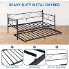 Twin Daybed with Pull-Out Trundle, Metal Frame with Headboard & Steel Slat Support, 2-in-1 Space-Saving Twin Trundle Bed Frame for Bedroom - 3 of 4
