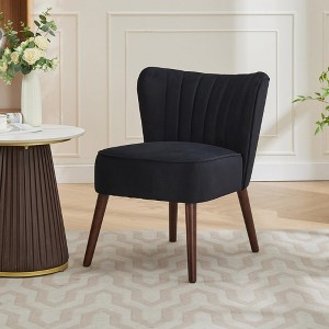 Modern Velvet Accent Chair for Living Room ¨C Mid-Century Wingback Lounge Chair with Solid Wood Legs, 300lb Capacity ¨C Plush Upholstered Armchair - 1 of 4