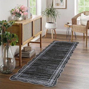 Rug for Bedroom Scalloped Rugs for Living Room Non Slip Stain Resistant Dining Room Area Rug Washable Office Area Rug - 1 of 4
