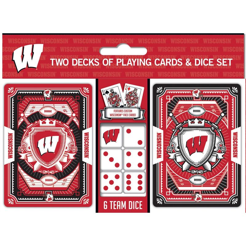 MasterPieces Officially Licensed NCAA Wisconsin Badgers 2-Pack Playing cards & Dice set for Adults, 1 of 6