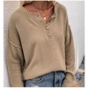 Clearlove Women's Button Detail V-Neck Pullover Sweater Solid Color Knit Top Cozy Casual Crewneck - 4 of 4