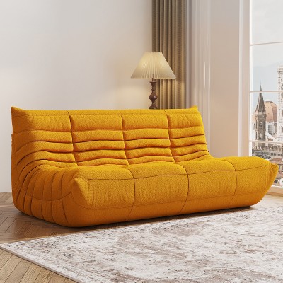 SYFERLORY Armless 3-Seat Togo THREE Seater Large Bean Bag Sofa，Yellow