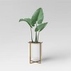 2pc Iron Indoor Outdoor Planter Pot with Stand White/Brass - Threshold - 3 of 4